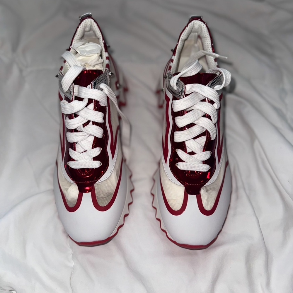 Christian Louboutin Red and White Sneakers